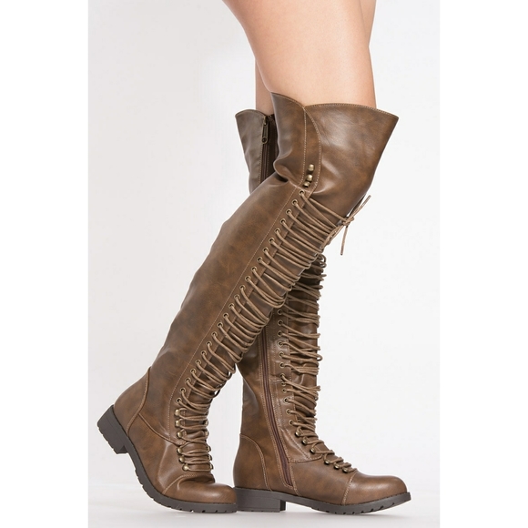 𝙉𝙀𝙒 𝙄𝙉🏆🖤Corset Over the Knee Boot- BROWN - Picture 2 of 4